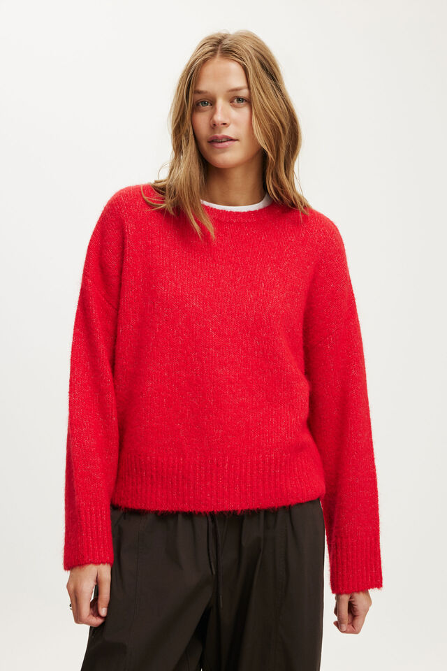 Luxe Crew Neck Sweater, DREAMY RED