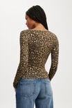 Staple Rib Scoop Neck Long Sleeve Top, KATE LEOPARD - alternate image 3