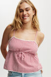 Cotton Lace Straight Neck Cami, PICNIC GINGHAM RED - alternate image 2