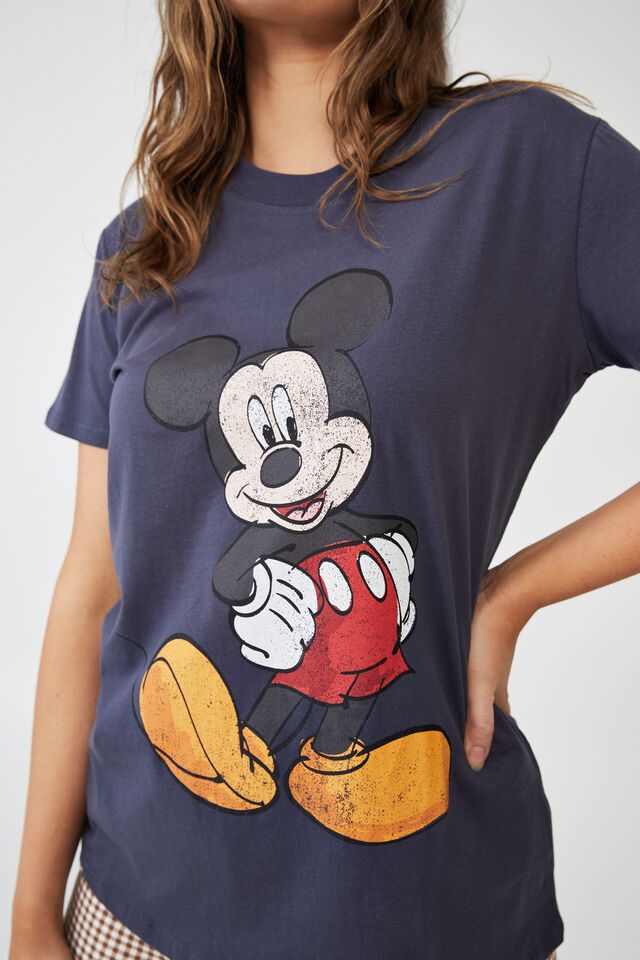 Classic Mickey And Co T Shirt, LCN DIS HAPPY MICKEY/WASHED NAVY