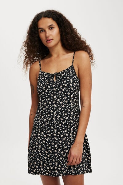 Sarah Mini Slip Dress, GEM DITSY BLACK