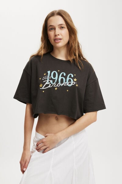 The Oversized Chopped Lcn Tee, LCN FORD BRONCO 1966/ WASHED BLACK