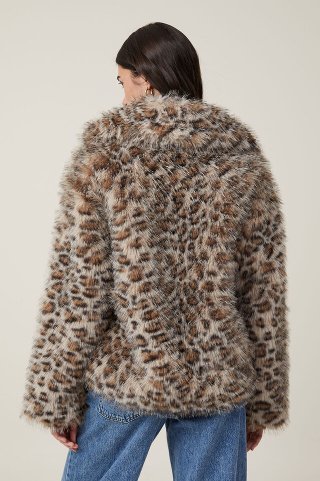 Mimi Faux Fur Jacket, LEOPARD