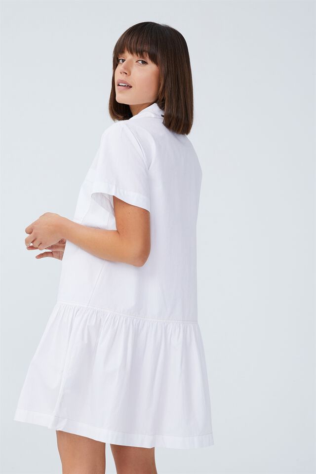 Scout Mini Shirt Dress, WHITE