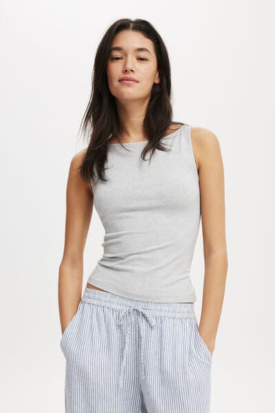 Camiseta - All Day Boat Neck Tank, GREY MARLE