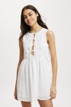 Casey Cutwork Mini Dress, WHITE - alternate image 1