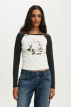 Billie Eilish Music Fitted LS Raglan Graphic Tee, LCN BRA BILLIE EILISH / VINTAGE WHITE - example image 1