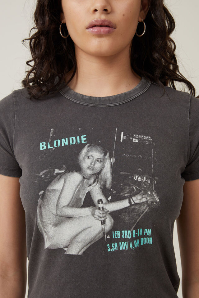 Blondie Fitted Graphic Music Longline Tee, LCN EAS BLONDIE/ GRAPHITE