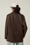 Hailey Faux Leather Blazer, WASHED BROWN - alternate image 3