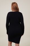 Curve Henley Knit Mini Dress, BLACK - alternate image 3