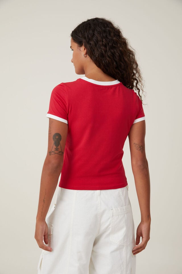 Fitted Graphic Longline Tee, BOAT/ CRIMSON