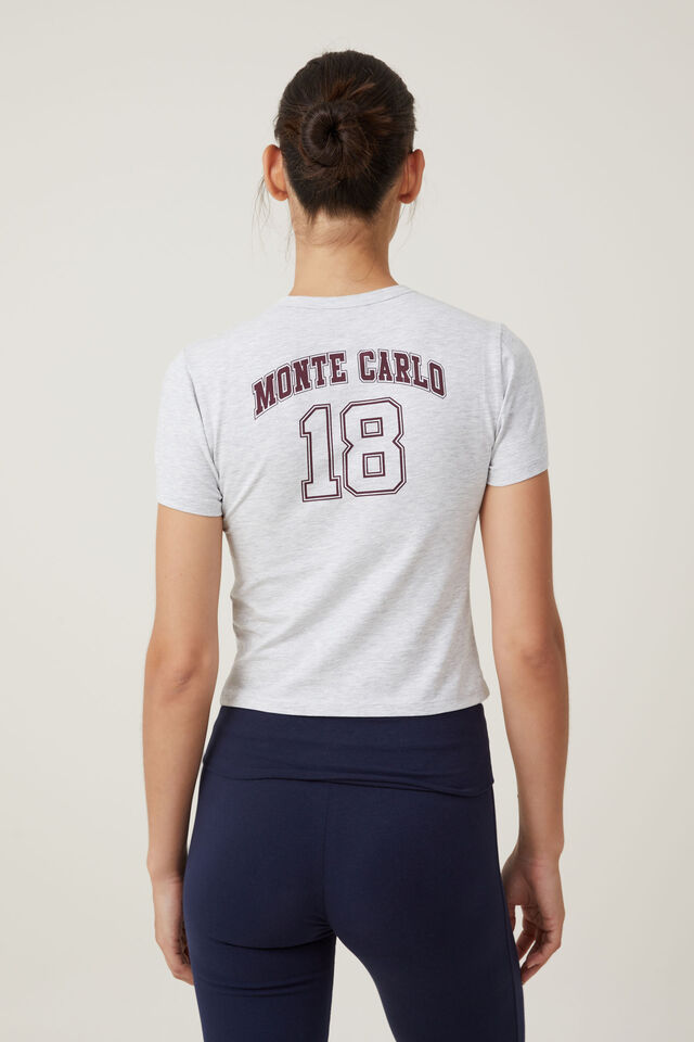 Camiseta - Fitted Graphic Longline Tee, MONTE CARLO 18/SOFT GREY MARLE