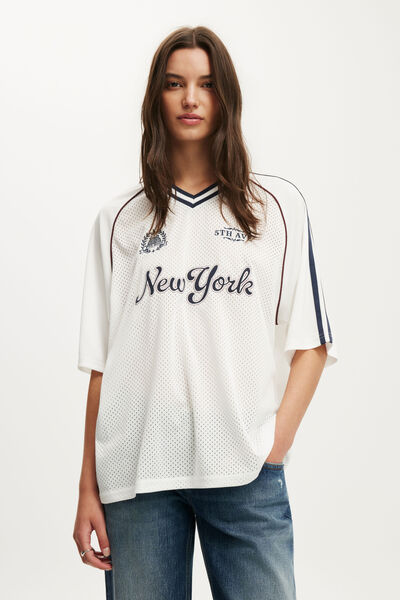 The Raglan Graphic Jersey, NEW YORK 5TH AVE / VINTAGE WHITE