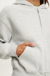 Waffle Zip Through Hoodie, LIGHT GREY MARLE - example image 4