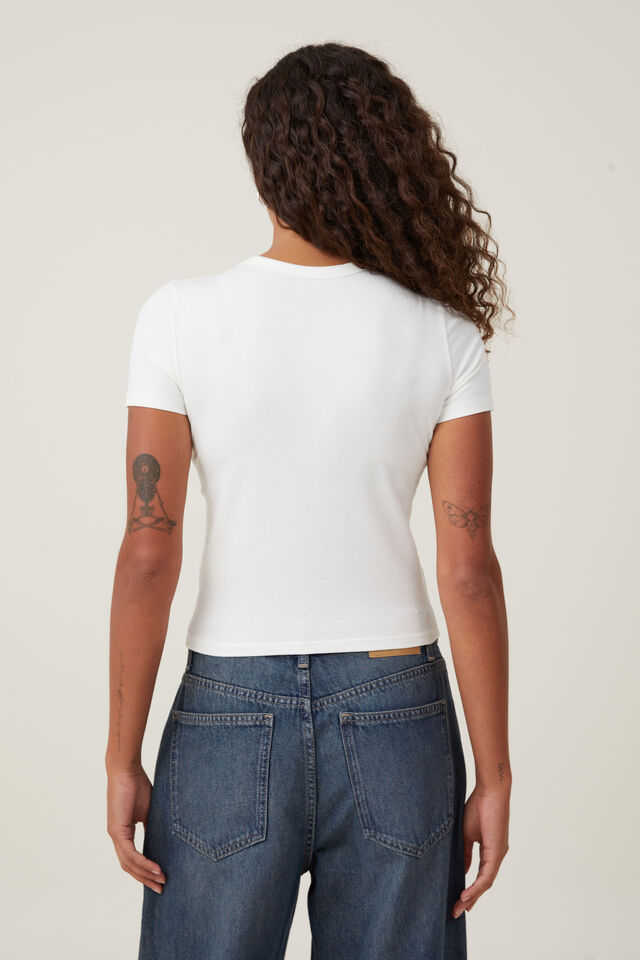 Fitted Graphic Longline Tee, BEVERLY HILLS/VINTAGE WHITE