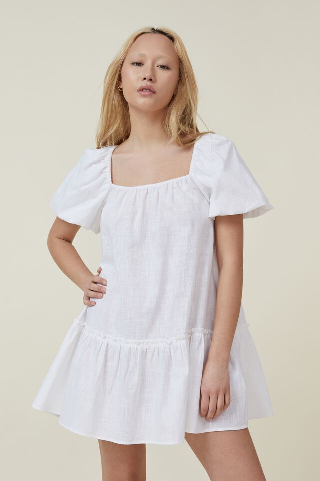 Harlow Short Sleeve Mini Dress, WHITE