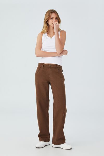 Low Rise Straight Jean, CHOCOLATE