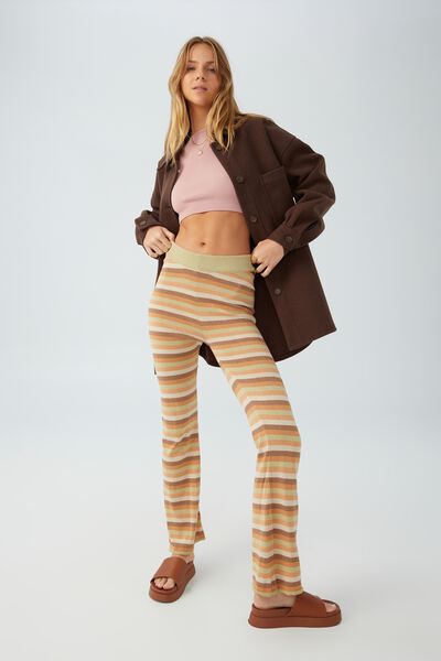 Knit Flare Pant, LUCY STRIPE WARM NEUTRAL