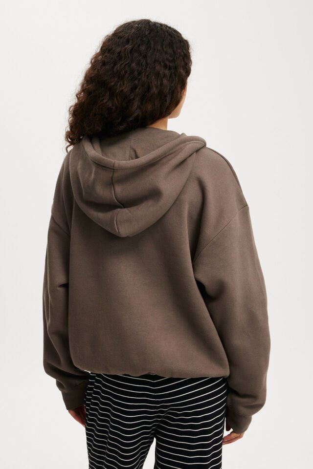 Classic Zip-Through Hoodie, DARK TRUFFLE