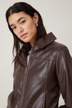 Minimalist Faux Leather Jacket, BROWN - alternate image 4
