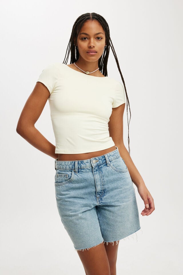 Cleo Low Back Tee, LEMON ICING