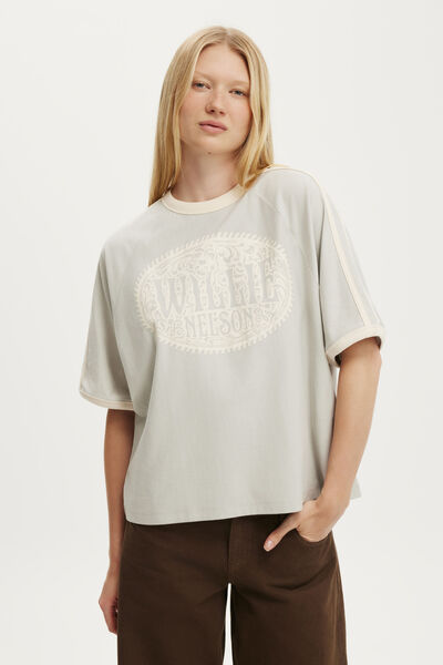 Lcn Oversized Crew Neck Raglan Jersey, LCN BRA WILLIE NELSON BUCKLE / TIMELESS GREY