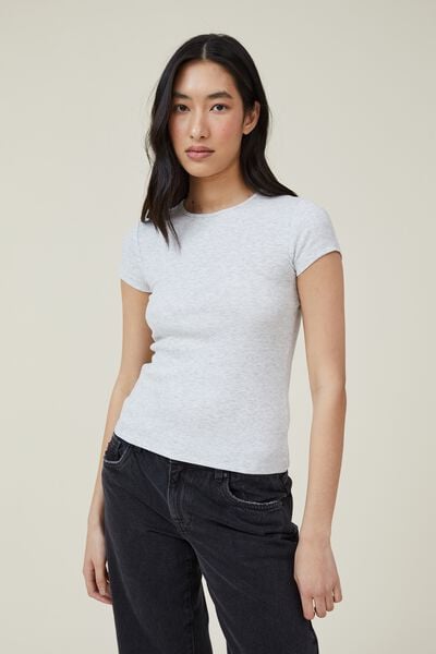 Women's Grey Marle Cotton Long Sleeve Henley Top with Tapered Pant
