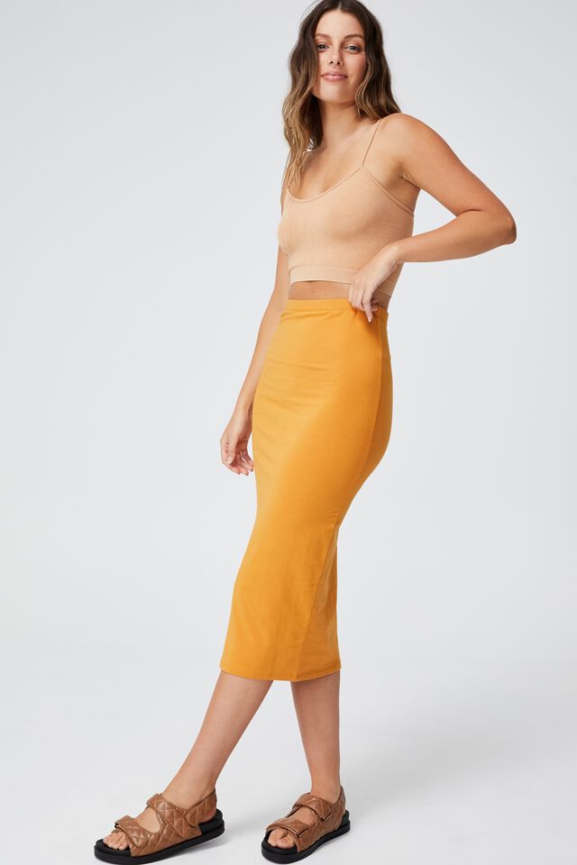 Essential Midi Skirt, RETRO YELLOW
