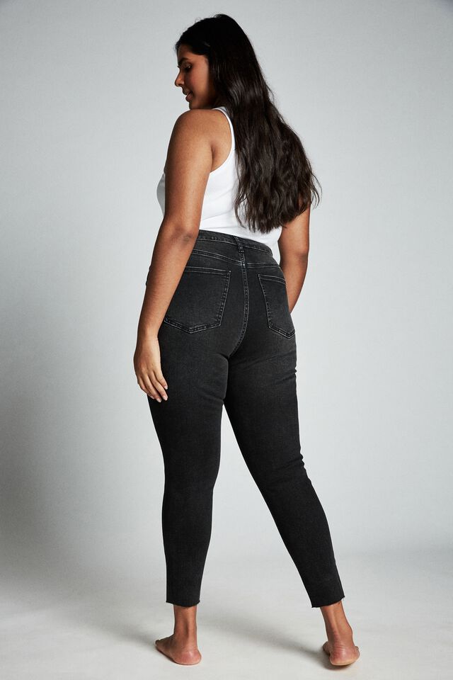 Curve Adriana High Skinny Jean, WASHED BLACK RIPS