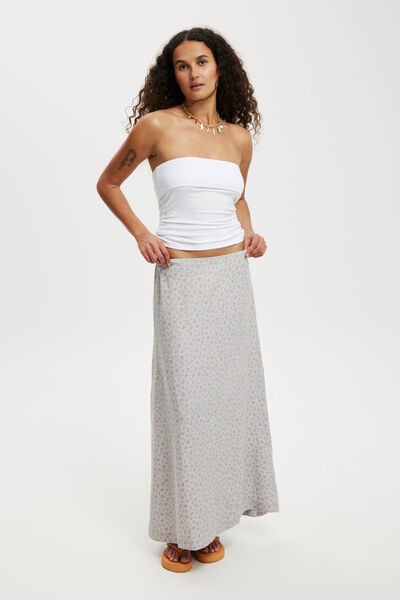 Haven Maxi A-Line Skirt, PAISLEY DITSY LIGHT STEEL