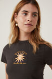 Fitted Graphic Longline Tee, SLOW LIVING UNDER THE SUN/WASHED BLACK - alternate image 4