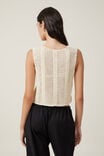 Crochet Double Tie Front Vest, PORCELAIN - alternate image 3