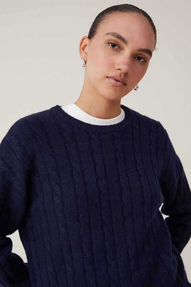 Luxe Pullover, INK NAVY CABLE