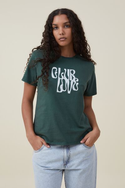 Regular Fit Graphic Tee, CLUB LOVE/PINE FOREST GREEN