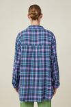 Boyfriend Flannel Shirt, CHER CHECK ANIMATED BLUE - alternate image 3
