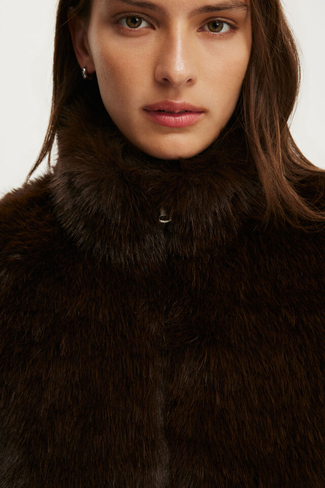 Malmo Faux Fur Jacket, COCOA BARK