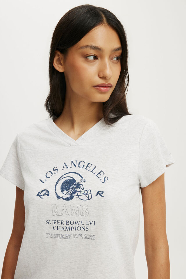 NFL Los Angeles Rams V Neck Original Graphic Tee, LCN NFL LOS ANGLES RAMS HELMETSOF/T GREY MARL