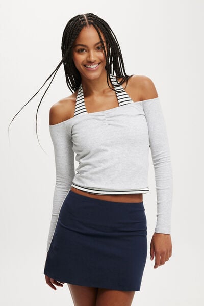 Bella Mini Skirt, WINTER NIGHT SIDE STRIPE