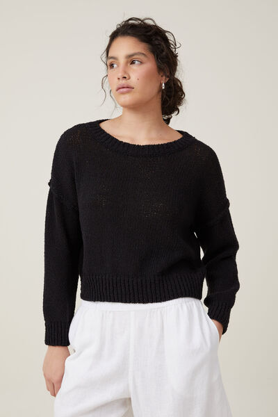 Boucle Pullover, BLACK