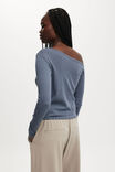 Clare Lace Trim Off The Shoulder Long Sleeve, BLUE SLATE - example image 3