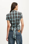 Nikki Button Through Blouse, BLUE/BROWN CHECK - example image 3