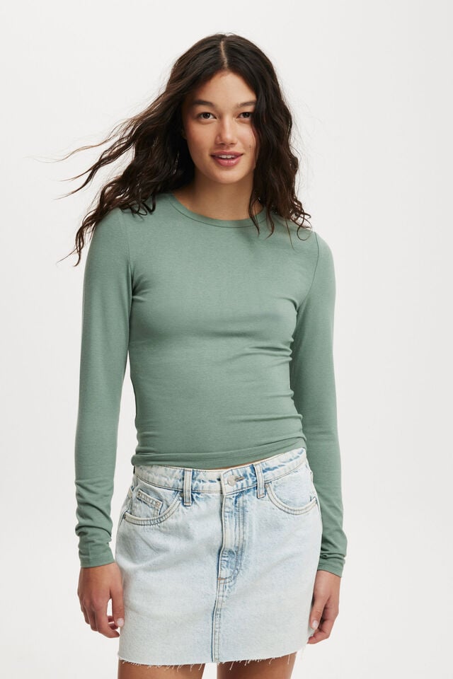 All Day Crew Long Sleeve, JADED GREEN