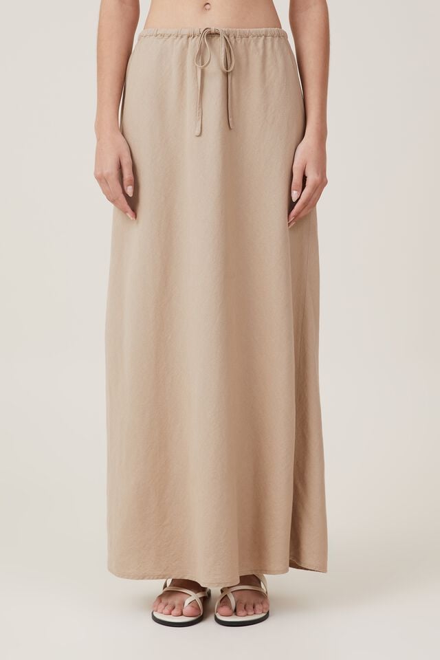 Haven Maxi Slip Skirt, MID TAUPE