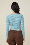 Tayla Button Up Long Sleeve Top, MILLIE STRIPE BRIGHTEST BLUE - alternate image 3
