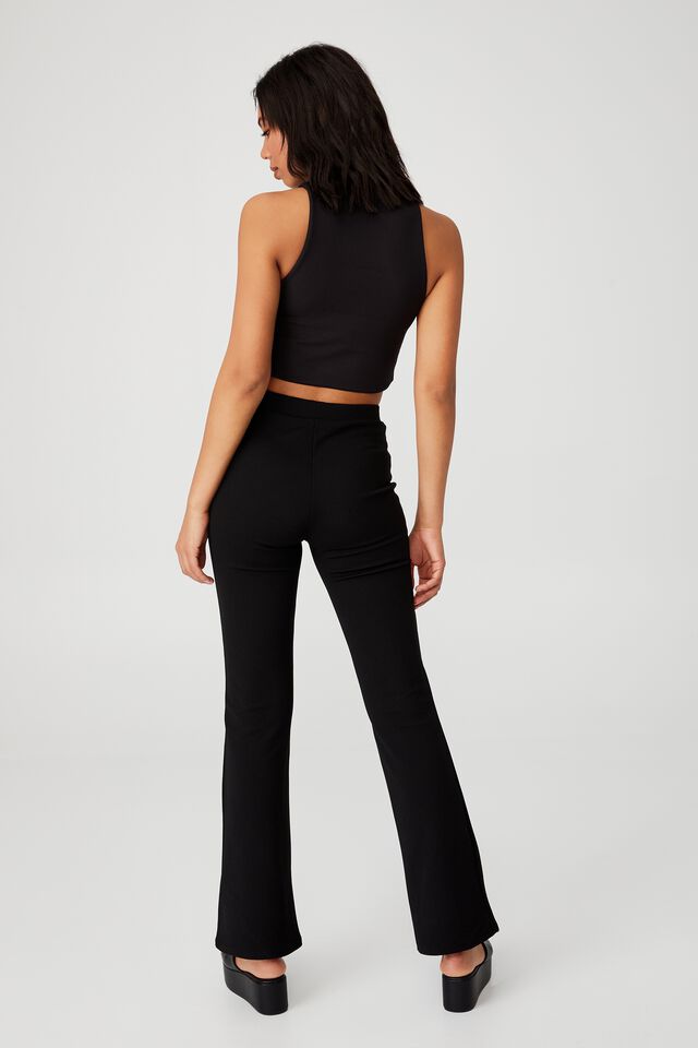 Fashion (Black Short)Plus Size Slit Black Flare Pants For Women