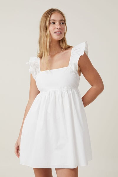 Tessa Tie Back Mini Dress, WHITE