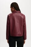 Ivy Faux Leather Jacket, DEEP CHERRY - alternate image 3