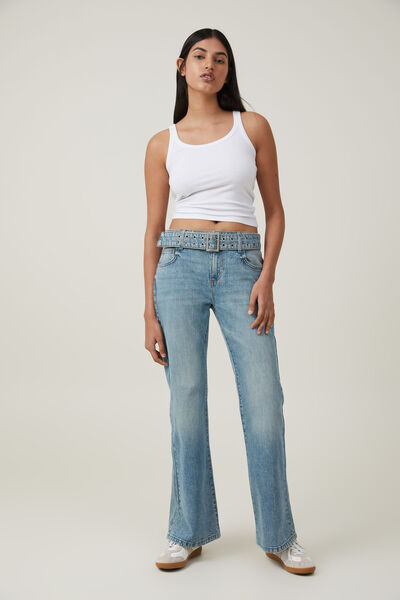 Calça - Low Rise Bootcut Jean, LAKE BLUE/EYELET BELT