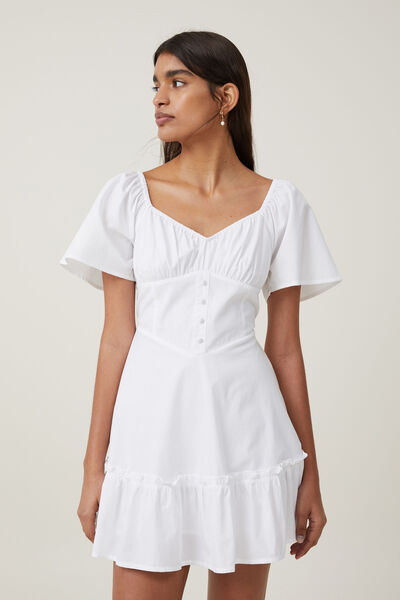 Hailey Babydoll Mini Dress, WHITE