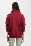 Classic Oversized Half Zip Sweatshirt, CHERRY ROUGE - alternate image 3